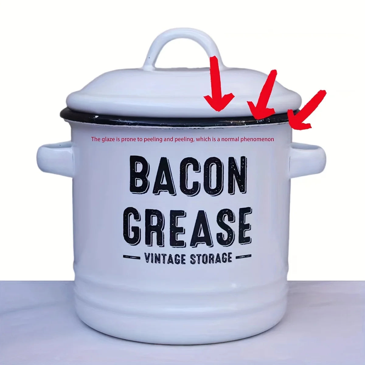 1pc Large Capacity Enamel Oil Pot with Lid - Rust-Resistant Grease Container for Home Kitchen Use Cooking Oil Storage Canister