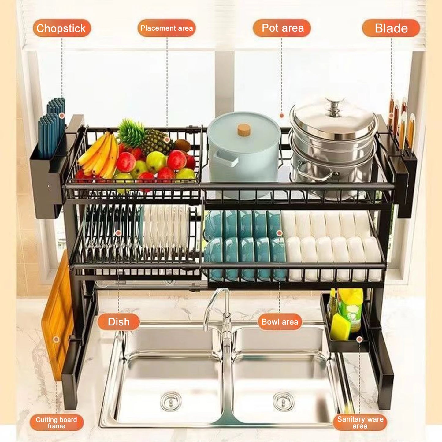 Above Sink Stretchable Draining Rack