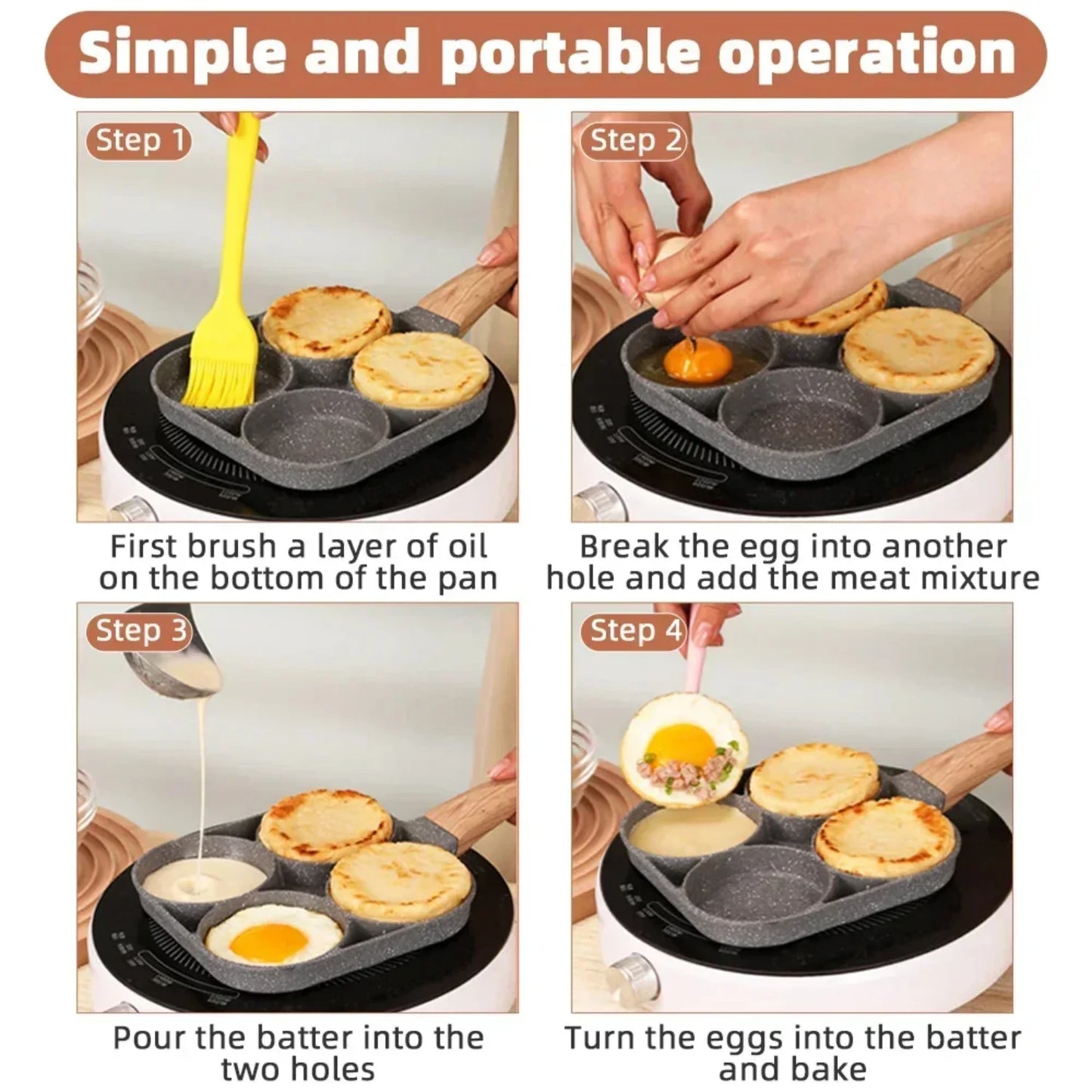 4-Hole Frying Pan