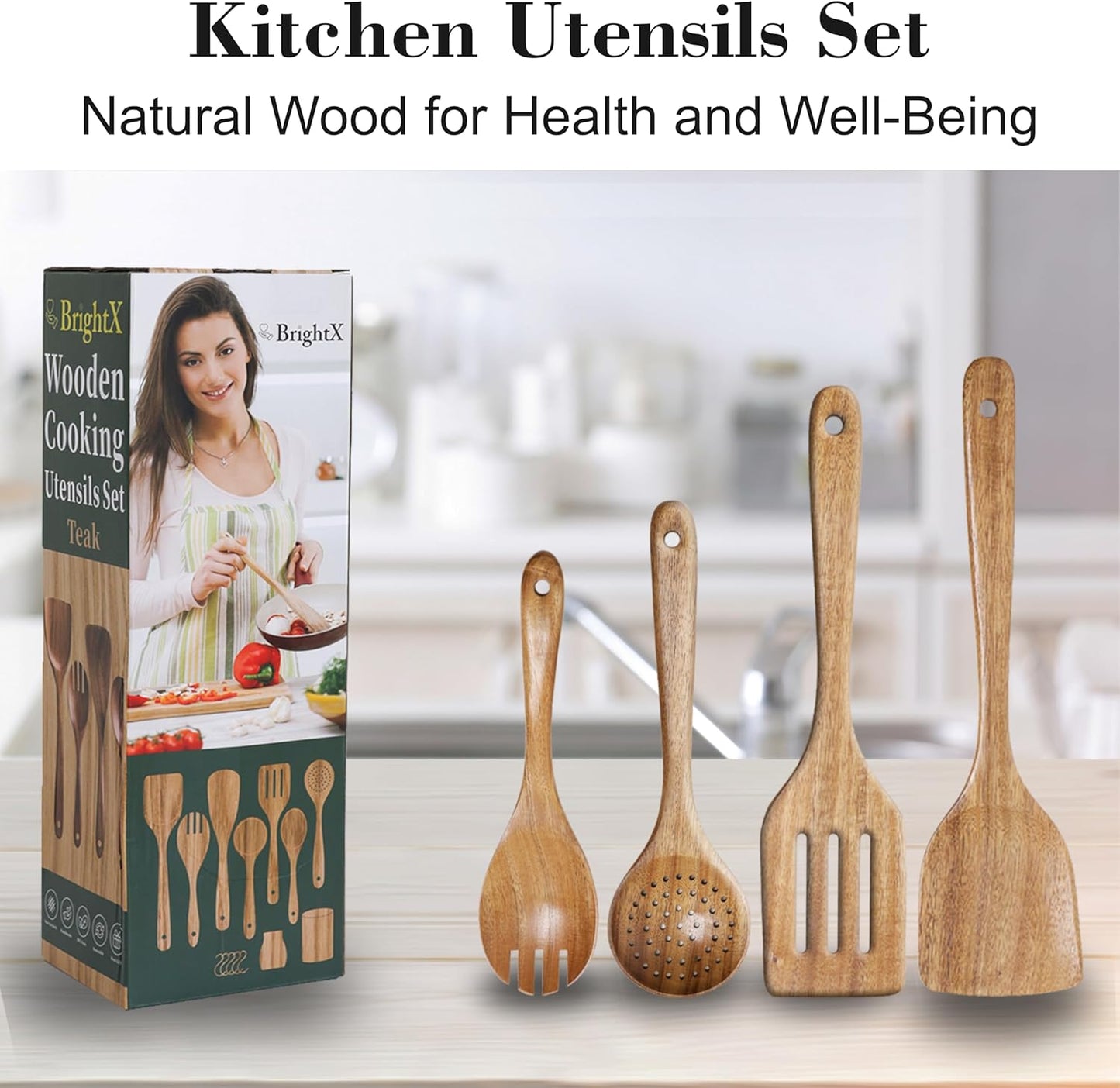 9 Pc Wooden Spoon Set