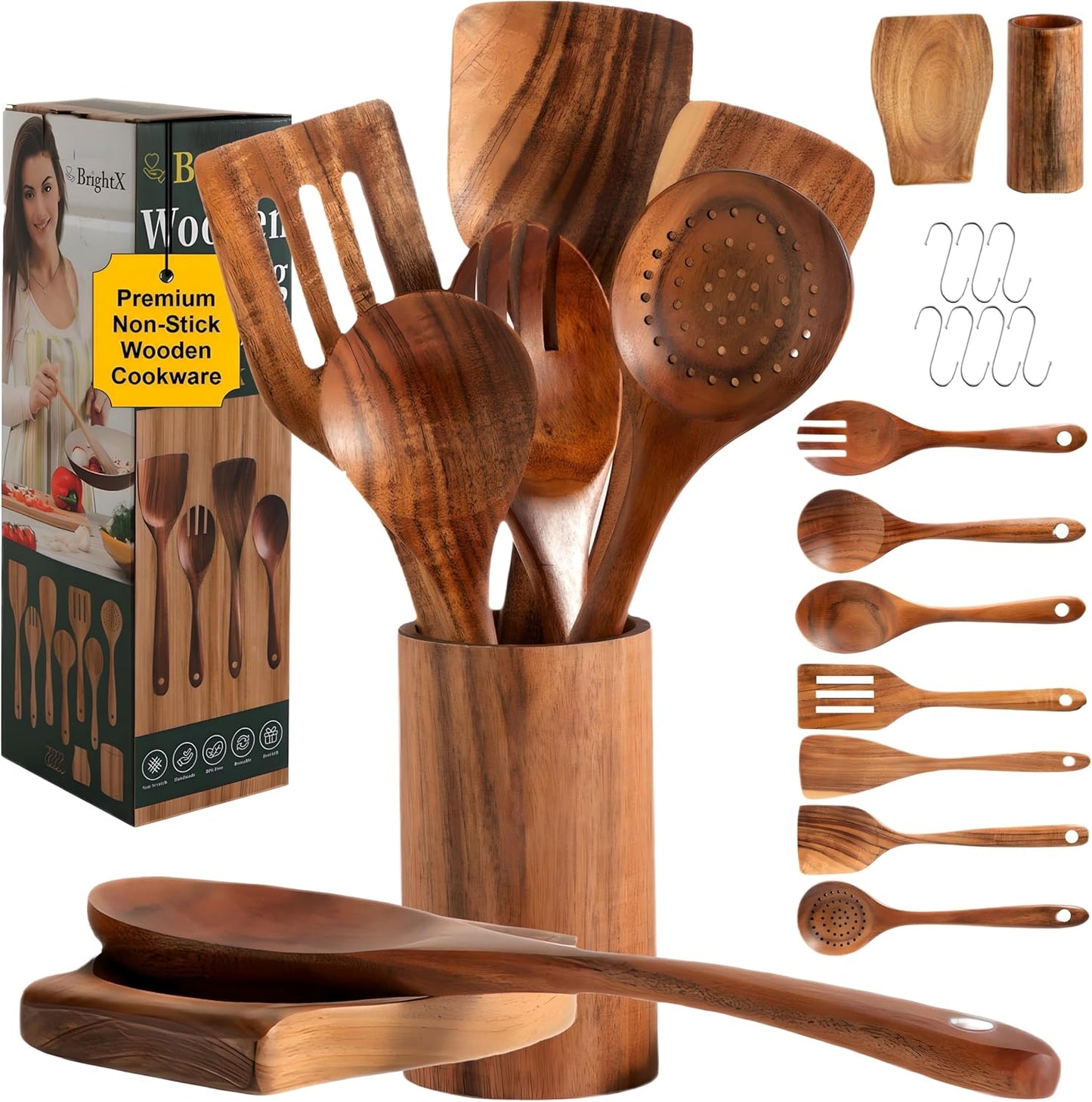 9 Pc Wooden Spoon Set