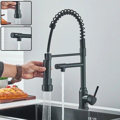 Kitchen Sink Faucet Pull Down Tap with Dual Spout
