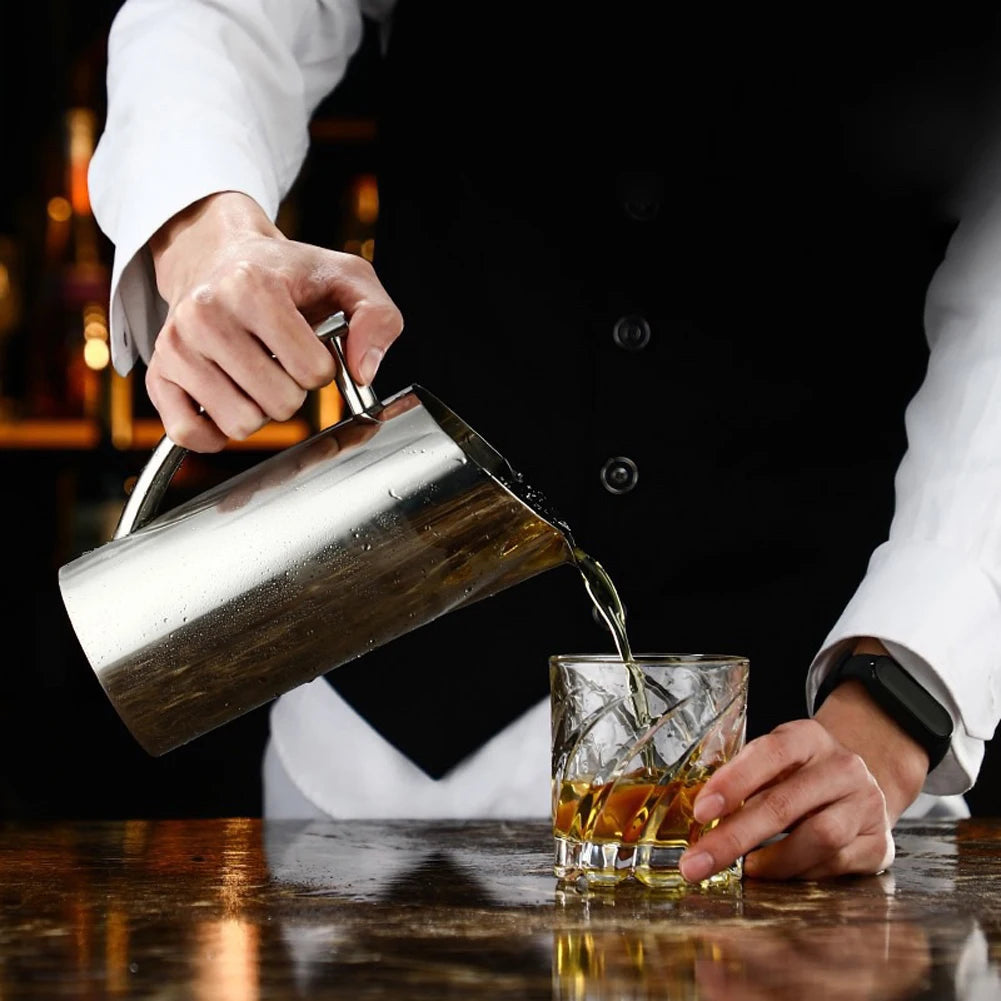 1/2L Water Pitcher Bar Ice Jar Container Kitchen Cold Wine Pitcher Stainless Steel Cold Water Kettle for Restaurant Cafe Mix Bar