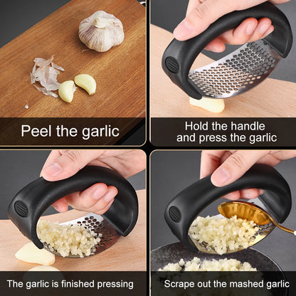 Stainless Steel Garlic Masher Manual Garlic Chopper Curve Garlic Press Crusher for Fruit Vegetable Kitchen Gadget Accessories