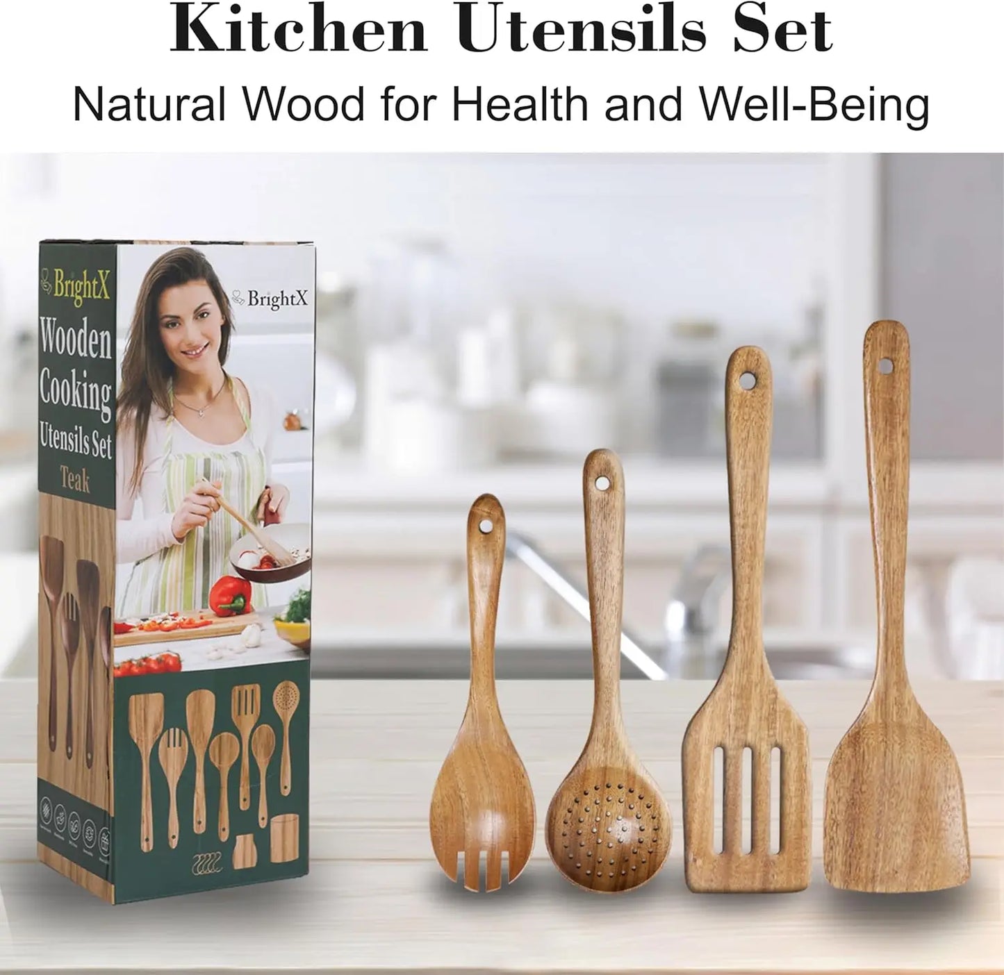 9 Pc Wooden Spoon Set