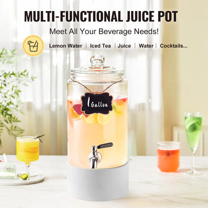 Glass Juice Dispenser Stainless Steel Spigot Iced Tea Dispenser