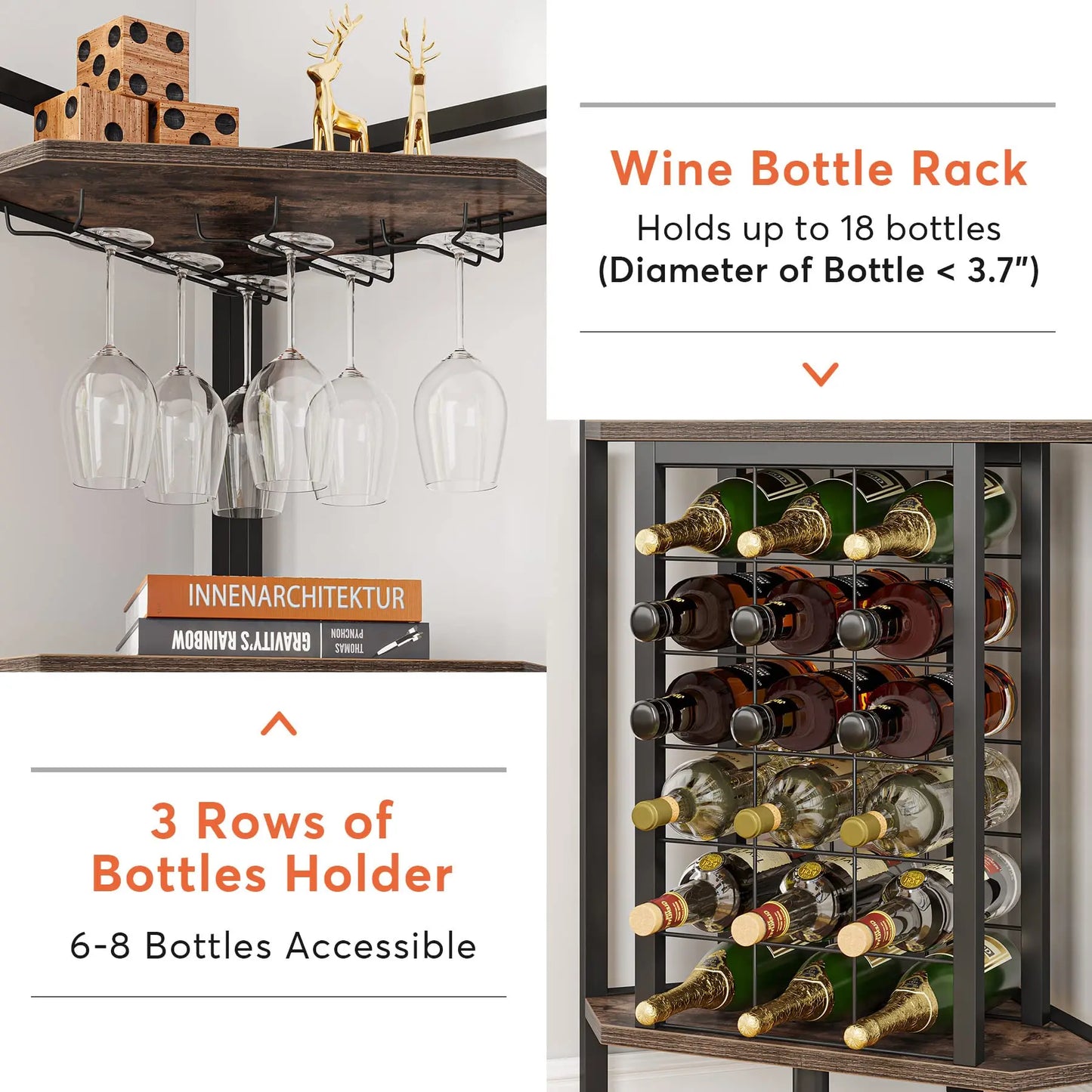 4 Tier Wine Rack Bar Cabinet