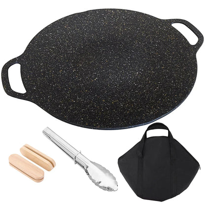 Korean BBQ Grill Pan Smokeless Round Griddle Pan Barbecue Plate Household Outdoor Grilling Frying Pan Tool Set BBQ Accessories