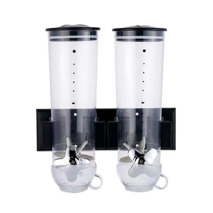 Cereal Dispenser 2Pcs Wall Mount Dry Food Container Storage For Nuts Coffee Beans Kitchen Storage Case Rice Grain Silver/Black