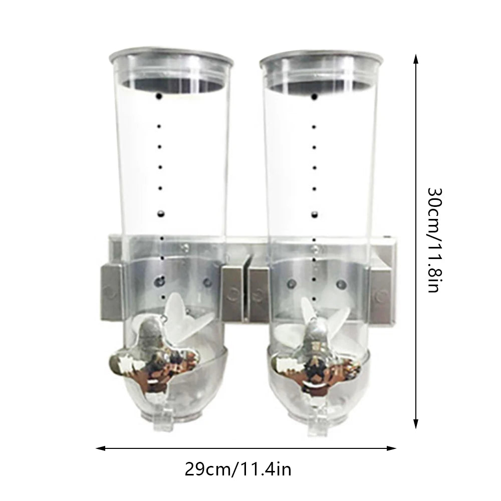Cereal Dispenser 2Pcs Wall Mount Dry Food Container Storage For Nuts Coffee Beans Kitchen Storage Case Rice Grain Silver/Black