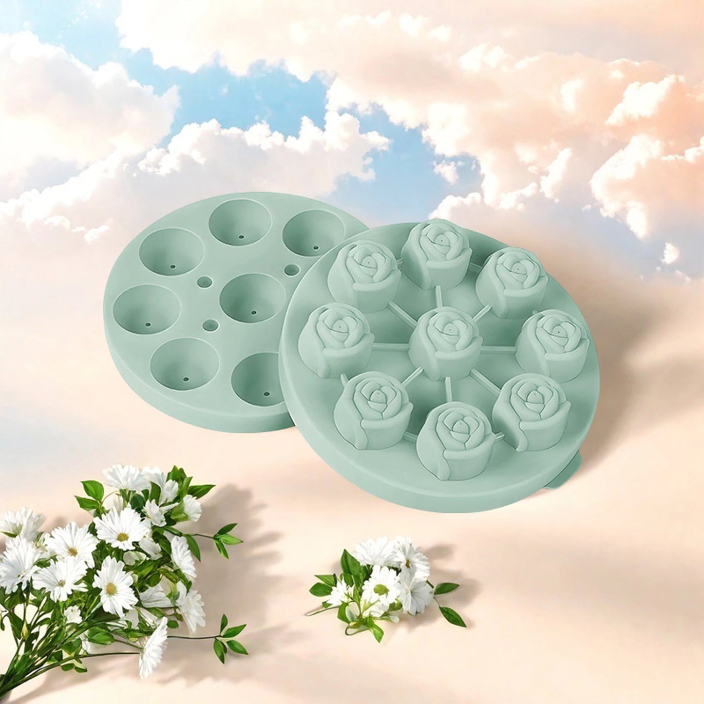 Silicone Flower-Shaped Ice Cube Tray