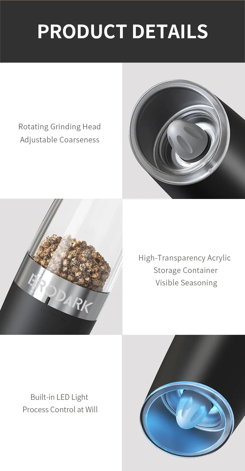 2 pc Electric Salt & Pepper Grinder Set