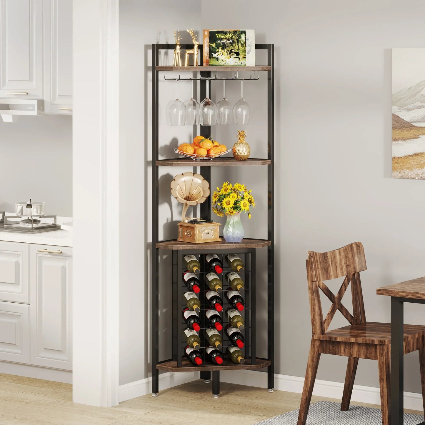4 Tier Wine Rack Bar Cabinet