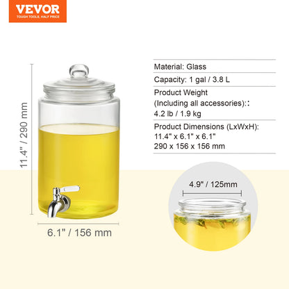 Glass Juice Dispenser Stainless Steel Spigot Iced Tea Dispenser