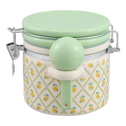 Stoneware Canister with Lid and Ceramic Spoon