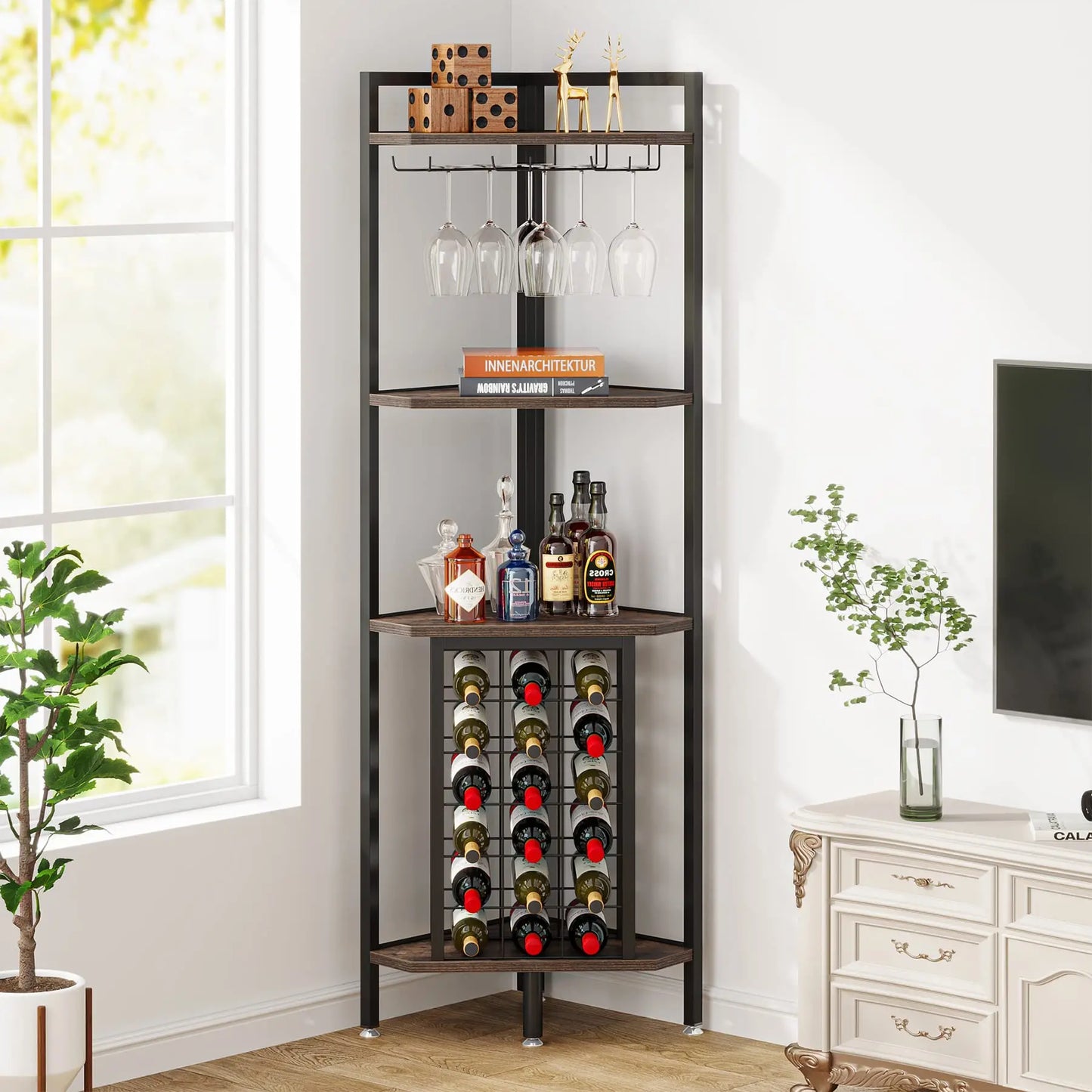 4 Tier Wine Rack Bar Cabinet