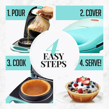 Electric Waffle Bowl Maker For Breakfast With Non-Stick Coating, 520W Power, Indicator Light And Cool Touch Handle, Perfect For