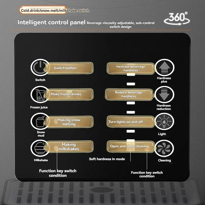 New Snow Melting Machine Fully Automatic Cold Drink Milkshake Slush Smoothie Machine One-button Automatic Cleaning
