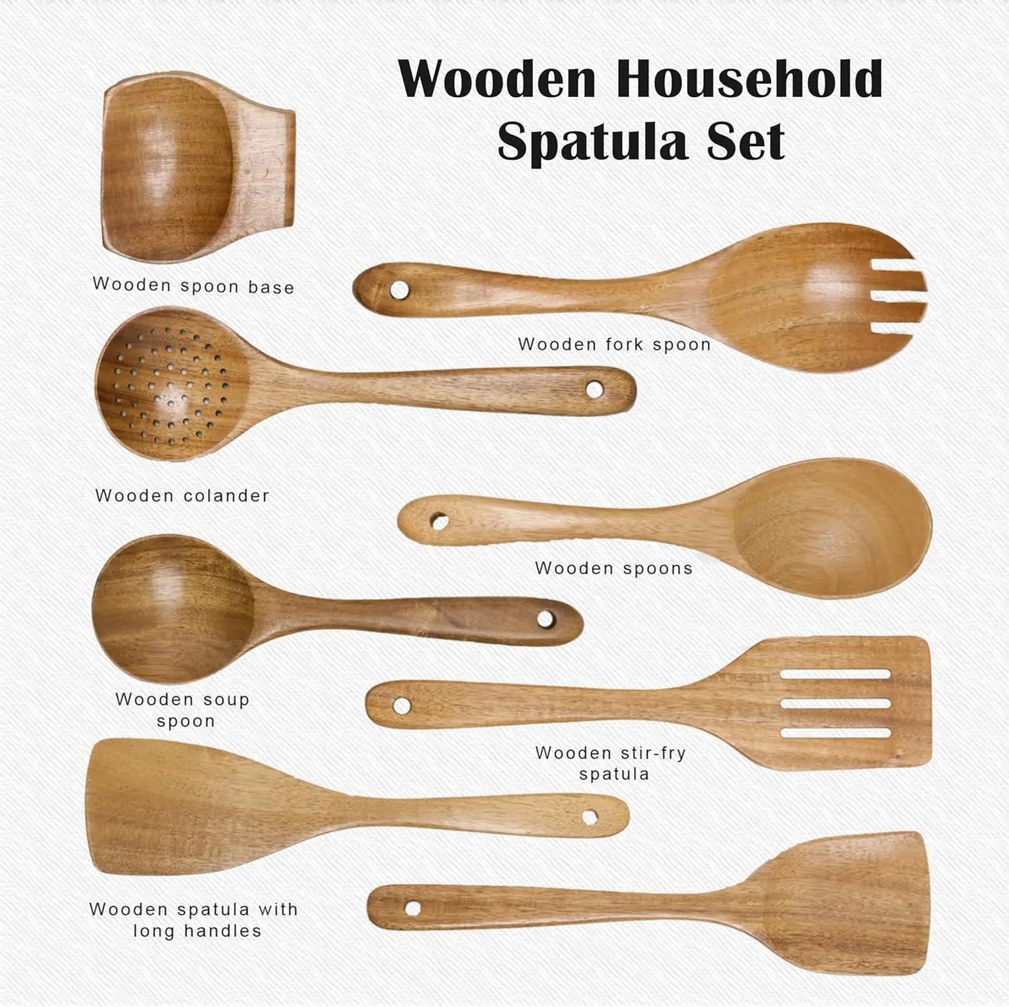 9 Pc Wooden Spoon Set