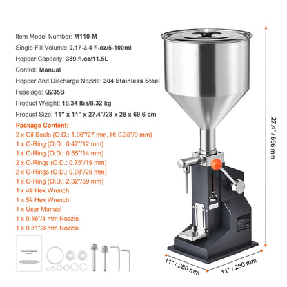 Manual Paste Liquid Filling Machine with Hopper