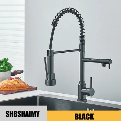 Kitchen Sink Faucet Pull Down Tap with Dual Spout