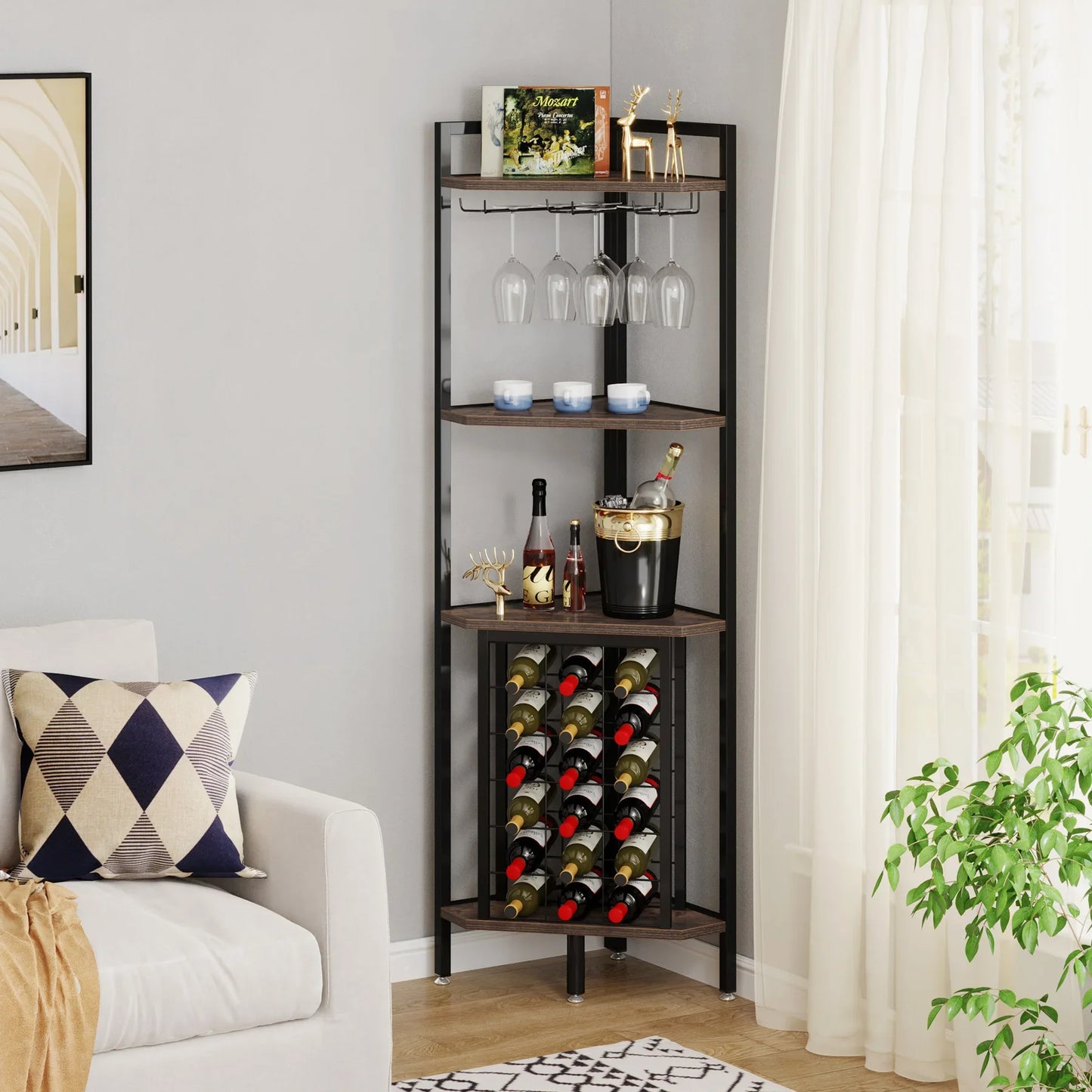 4 Tier Wine Rack Bar Cabinet