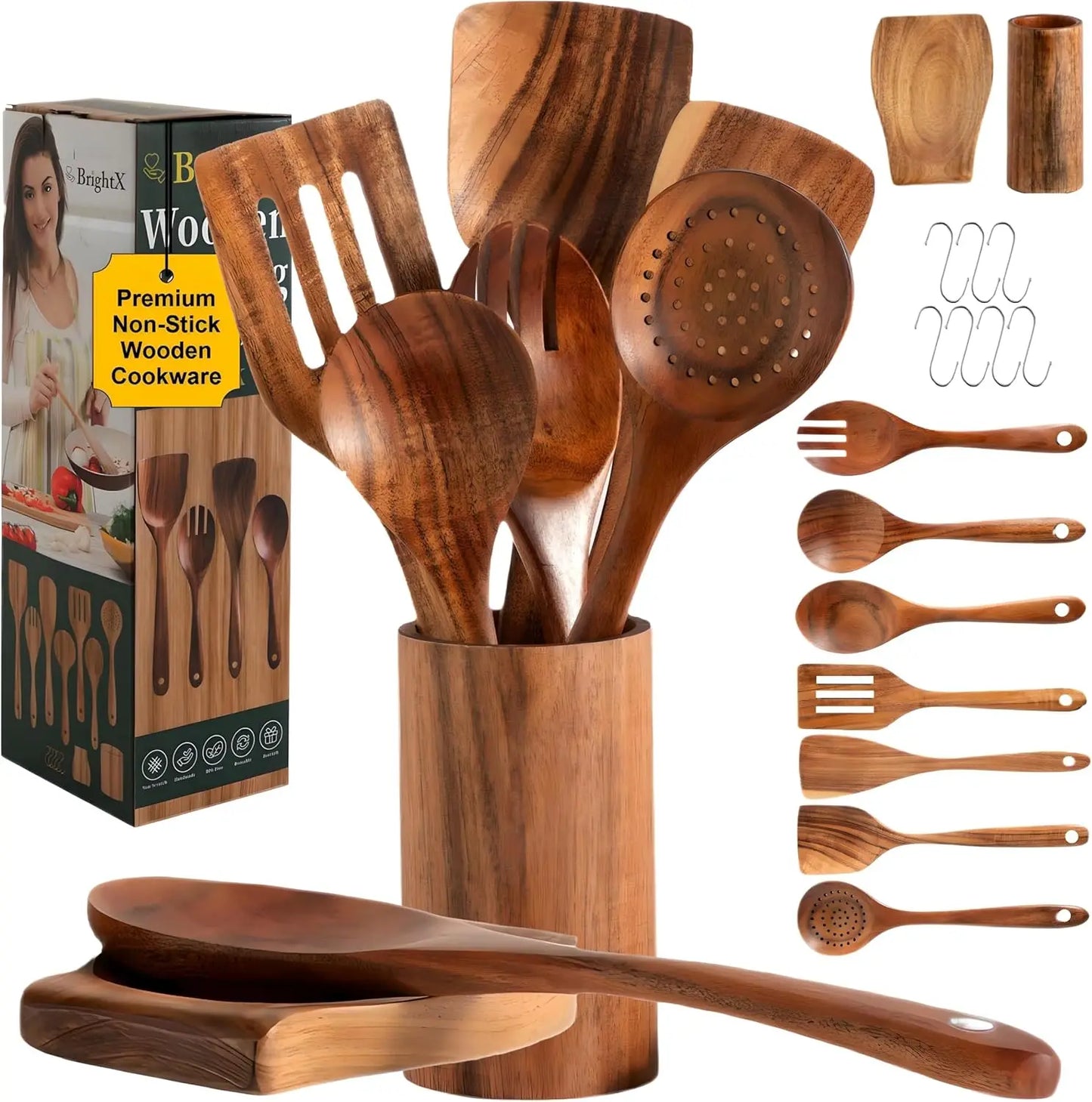 9 Pc Wooden Spoon Set