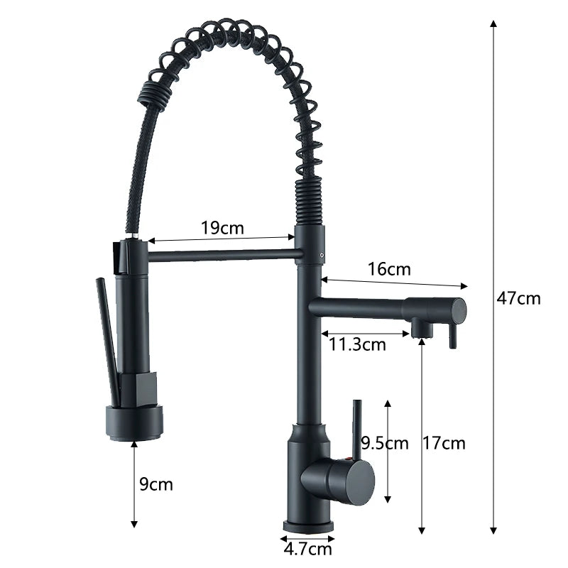 Kitchen Sink Faucet Pull Down Tap with Dual Spout