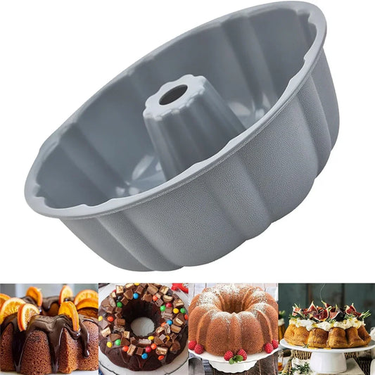 Bundt cake pan Silicone Cake Mold, 10’’ Non-stick Fluted Pans Round Baking Molds for Cake Large Size Silicone Bakeware