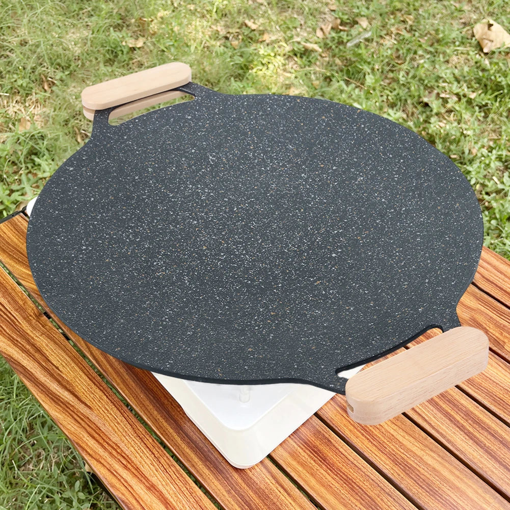 Korean BBQ Grill Pan Smokeless Round Griddle Pan Barbecue Plate Household Outdoor Grilling Frying Pan Tool Set BBQ Accessories