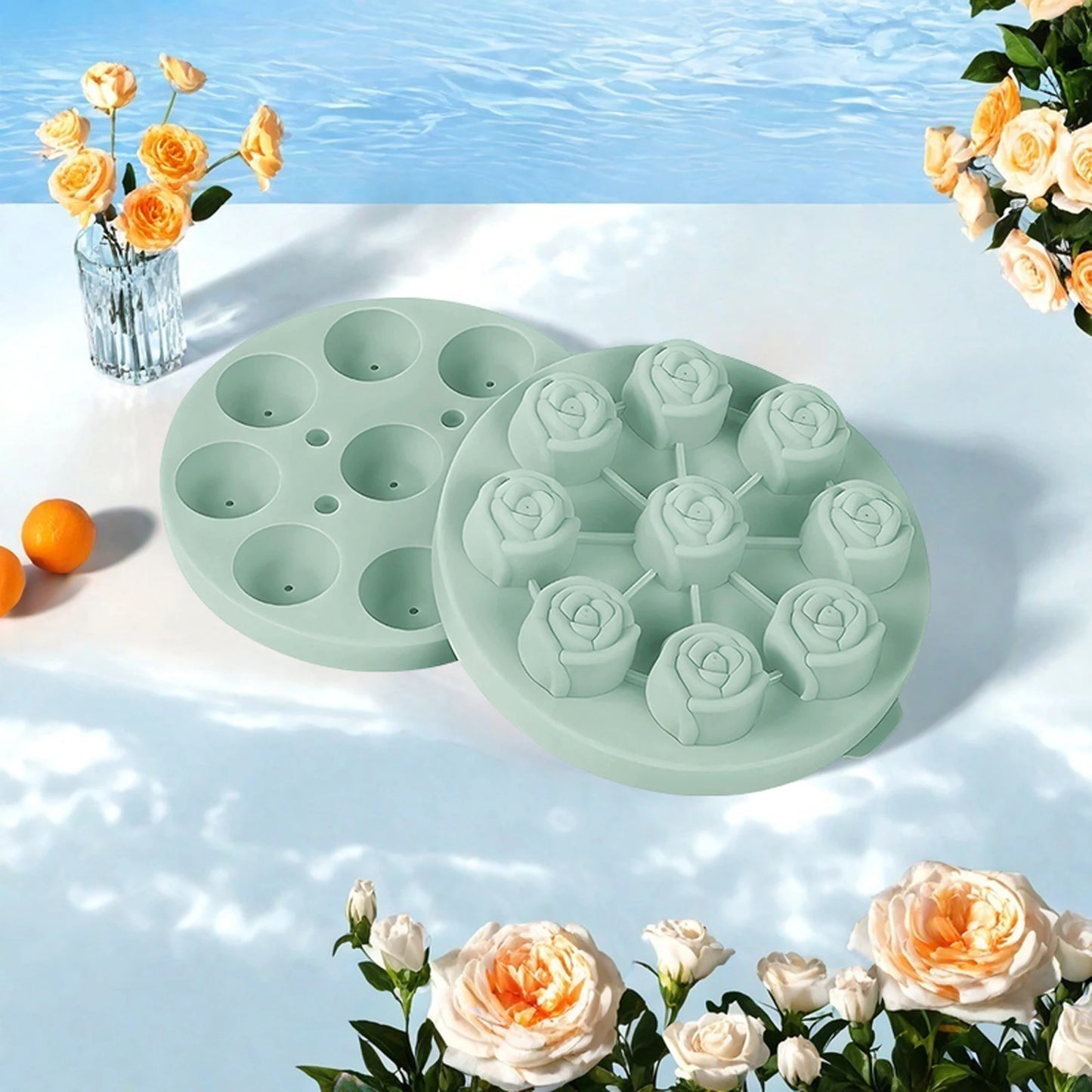 Silicone Flower-Shaped Ice Cube Tray